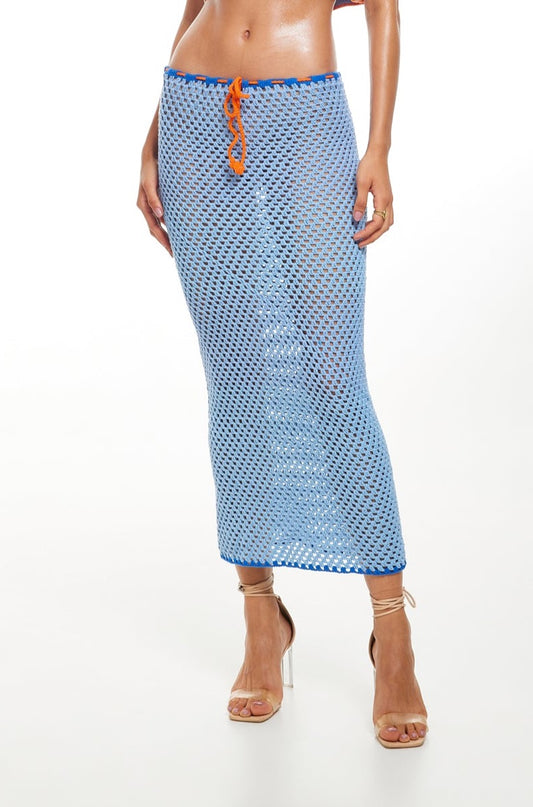 ORANGE ON BLUE MAXI SKIRT