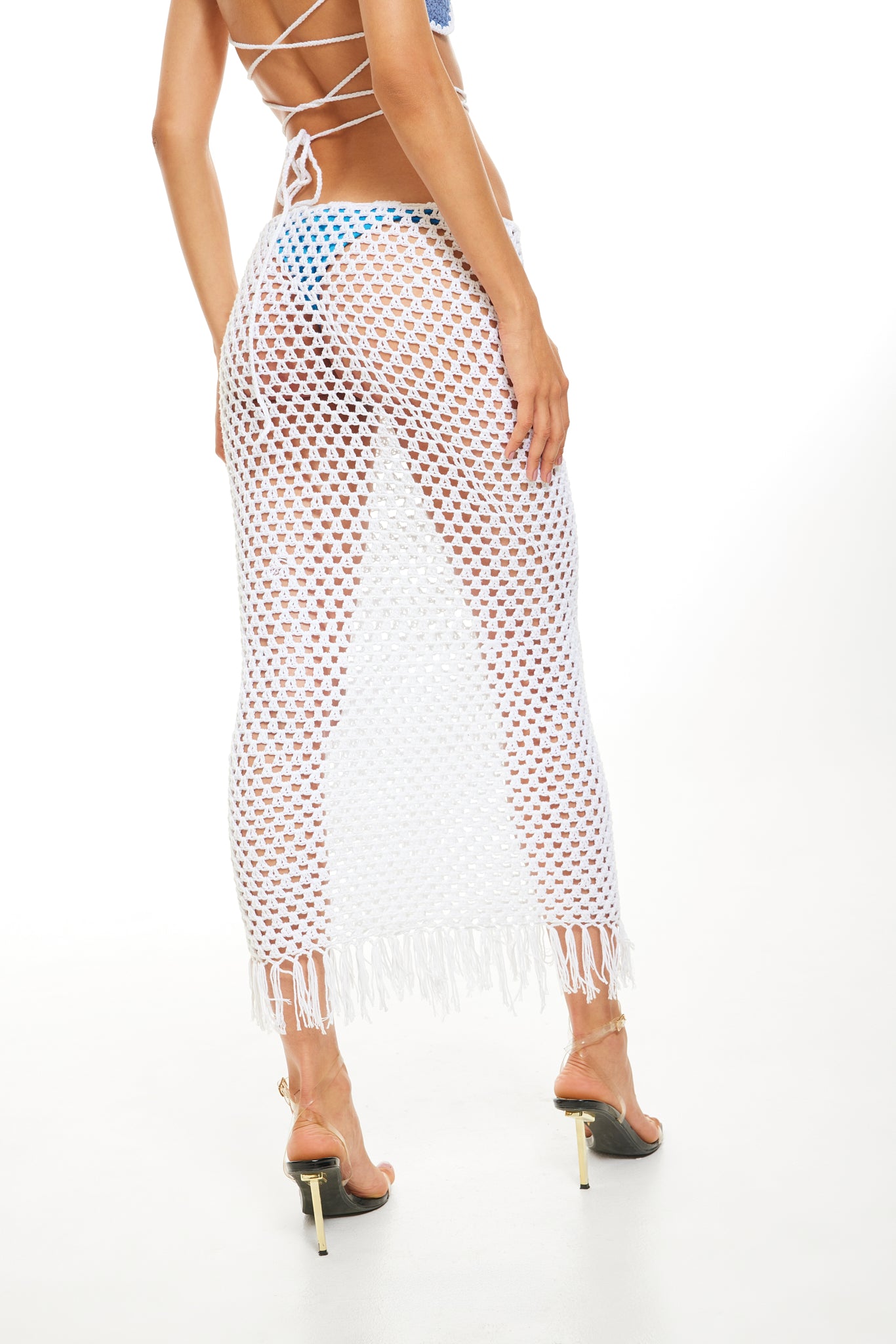 WHITE CROCHET  MAXI SKIRT